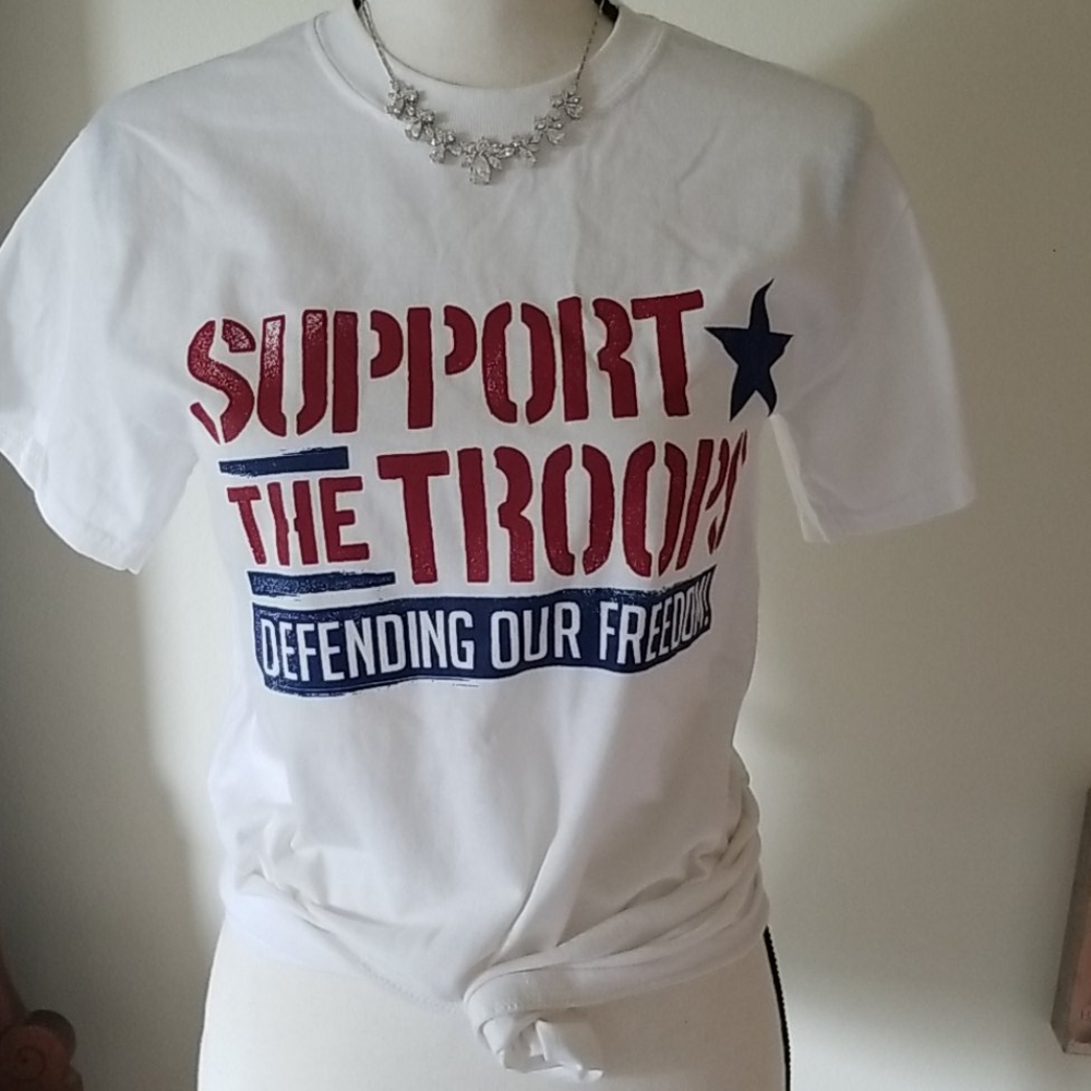 Support the Troops Tee Military S New White